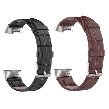 Гледайте лента каишка естествена кожа Ленти за часовници за Fitbit Charge3 Charge4