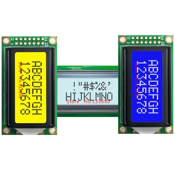 1PCS 5V Нов мини 0802 8x2 STN символ син жълт сив LCD модул HD44780 или SPLC780 чип бял LED подсветка 14Pin