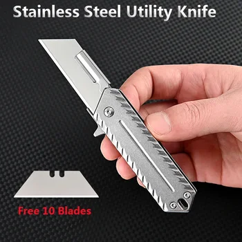  Нож за изкуство от неръждаема стомана с висока твърдост Сменяем нож за полезност на острието Многофункционален EDC Express Box Knife Оцеляване на открито