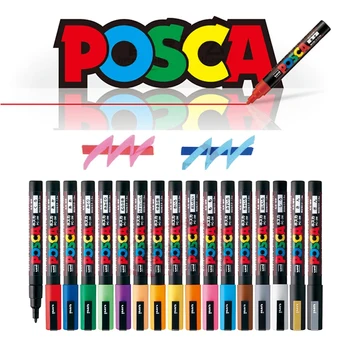 1pcs Uni Posca Paint Marker Pen PC-3M 24 цвята, фина точка 0.9-1.3mm, живопис графити аниме реклама изкуство рисуване писалки
