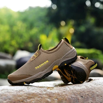 Модни летни обувки Мъжки ежедневни обувки Въздушна мрежа на открито Дишаща Slip-on Man Flats Маратонки Удобни водни мокасини Размер 46