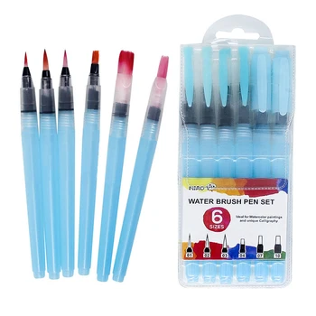 6pcs акварелна четка комплект водоразтворим цветен молив акварел четка за начинаещи или деца лесен за използване и запълване живопис