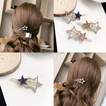 DHL 500pcs Сладки момичета ацетат геометрични кръгла звезда фиби жени мода щипки за коса шноли