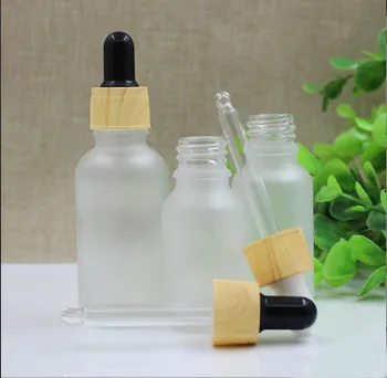 5ML кафява / прозрачна / синя / зелена стъклена бутилка дървена форма капкомер капак етерично масло течен серум за очи влага проба опаковка