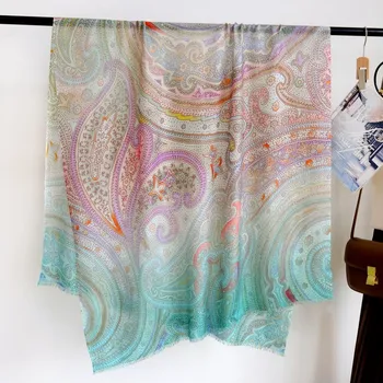 100*200cm марка 100% чист кашмирен шал за жени шалове женски пашмина обвива хиджаби меки плажни столчета шалове дизайн печат