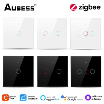 Tuya Zigbee Smart EU Touch Light Switch Неутрален проводник / Не се изисква неутрален проводник Интелигентен контрол на живота Работа с Alexa Google Home