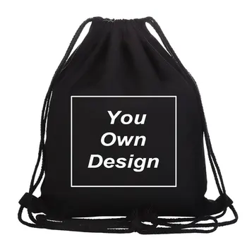 Персонализиран собствен дизайн Жени Тийнейджъри Училищна чанта Мъже Раници Платно String Шнур чанта Момчета момичета Детски училище Книжни чанти