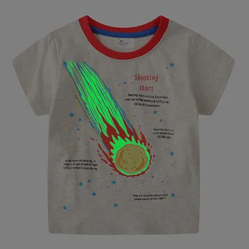 2024 Лято Нова светеща планета T Shirt Boys Къс ръкав памук отгоре Детска тениска Карикатура Детски дрехи Дропшипинг