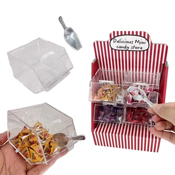 1Set Dollhouse миниатюрни прозрачни Снек кутия за съхранение W / лопата прахоустойчива кутия водоустойчив дисплей кутия мебели модел декор играчка