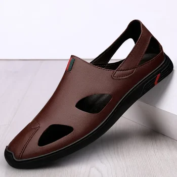 Естествена кожа мъжки ежедневни обувки луксозна марка меки мъжки мокасини мокасини дишаща приплъзване на черни обувки за шофиране плюс размер 37-45