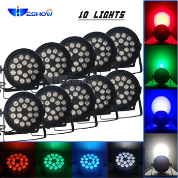 10pcs Par Led светлини Disco DJ Wash Party Spot Light Equipment DMX512 RGBW 4in1 Strobe Stage Lighting Effect