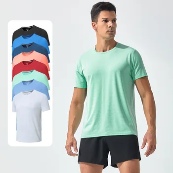 Спортна тениска с къс ръкав за бързо сушене за мъжки фитнес Топ дишаща свободна тениска за мъжки дрехи