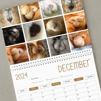 1 бр. Забавен котешки календар - забавен подарък - Календар на задните части на котките 2024 Както е показано Хартия Котка- - Котешки тестиси - Бял слон