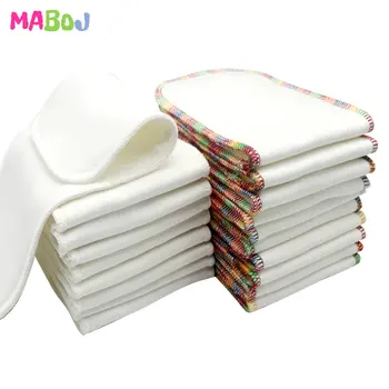 MABOJ бебешка кърпа пелена вмъкване комплект бамбук памук микрофибър вложка 3 слоя 10pcs / партида за джоб пелена покритие за многократна употреба миещи се