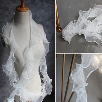 Mesh Аксесоари за облекло от плат Мъгла за навиване на марля Триизмерна дантелена сватбена рокля Lotus Leaf Edge декоративно облекло
