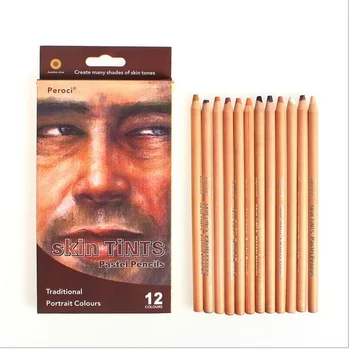 Peroci 12 цвята / кутия Дървесни нюанси на кожата Пастелен цвят молив за рисуване Професионален молив за кожа