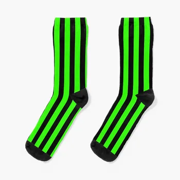 Неоново зелено и черно Вертикални ивици чорапи компресия чорапи Дамски снежен луксозен чорап