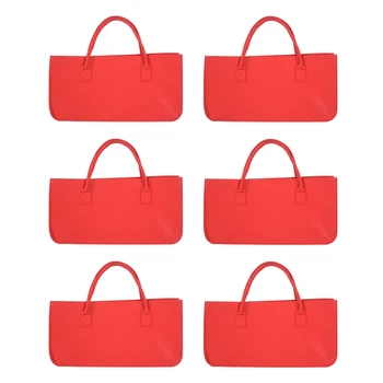 6X Филцова чанта, филцова чанта за съхранение Чанта за пазаруване с голям капацитет - червена