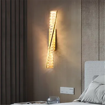 Nordic led Light луксозен висок клас кристална стена светлина хол фон стена постмодерен минималистичен спалня легло главата линия лампа