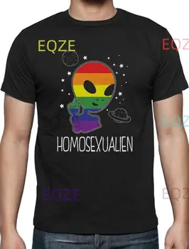 Homosexualien Funny Space Rainbow Alien Pride Gay T-Shirt Идея за подарък