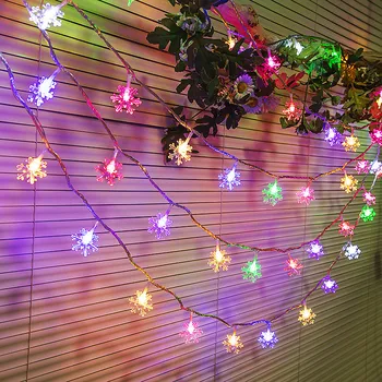 Снежинки LED струнни светлини Коледна украса Мигаща фея завеса светлини за празнично парти сватба Коледа Нова година висулка