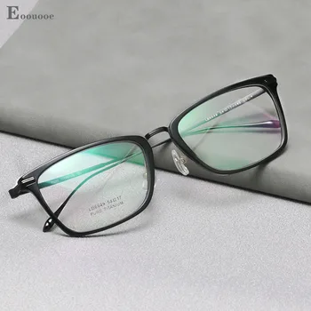 Ацетат и Titianium очила рамка мъжки оптични лъскави черна костенурка очила късогледство четене Oculos за рецепта