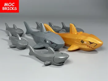 MOC Тухли Пиратска акула Карибски океан Животно 13cm 8cm Сглобени образователни градивни блокове DIY Детски играчки Подаръци