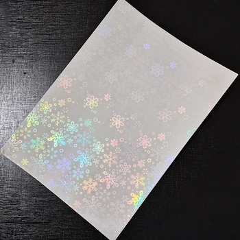 210 x 297mm фолио самозалепваща се лента обратно снежинка холографски топъл печат върху хартия пластмаса DIY пакет цветна карта 50 листа