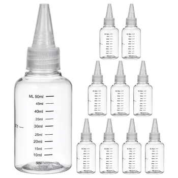 Frcolor градуирана прозрачна бутилка за изстискване 50ml с капачка на върха 10pcs пакетирани бутилки апликатор