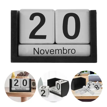 Творчески дървен календарен блок Десктоп сменяем календарен блок Дървен вечен календарен календар