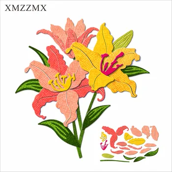 XMZZMX Сянка Лили цвете Метал рязане Щанци за изработване на карти Щамповане на хартия Щанцови комплекти Албумни занаяти Шаблони Шаблони