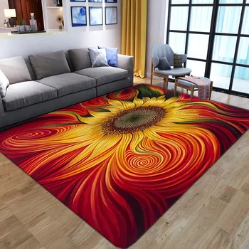 Creative слънчоглед 3D изкуство печатни килими за хол нощно легло диван маса голяма площ килими спалня етаж постелки вход изтривалка