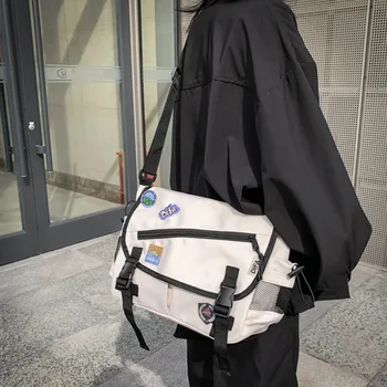 Унисекс голям капацитет случайни мода единична чанта за рамо корейски тийнейджъри множество джобове книга чанта найлон водоустойчив пътуване чанта