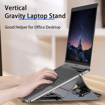 PC стойка настолен лаптоп таблет гравитация съхранение държач преносим пространство спестяване телефон скоба вертикални лаптоп стойка за MacBook iPad