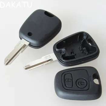 DAKATU 10pcs 2 бутон кола ключодържател черупка за Peugeot 206 207 Citroen C1 C2 C4 Ne73 Uncut празно острие дистанционно Fob случай замяна
