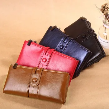 Най-високо качество жени дълги портфейли мода PU кожа притежателя на карти класически женски монета чантата цип марка портфейл за жени съединител чанта
