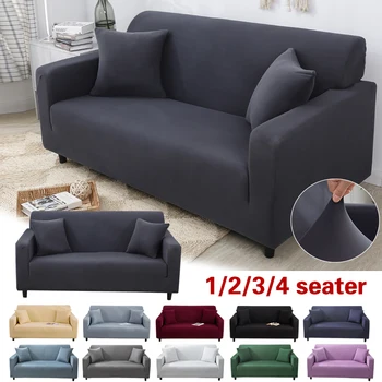 Плътен цвят диван покритие за хол участък диван покритие фотьойл диван капак ъгъл L форма диван Slipcover 1/2/3/4 Seater