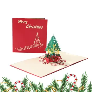 Коледна изскачаща картичка Коледни поздравителни картички с изскачащ прозорец 3D дърво декор Начало декор Продукти за хол Кабинет Трапезария
