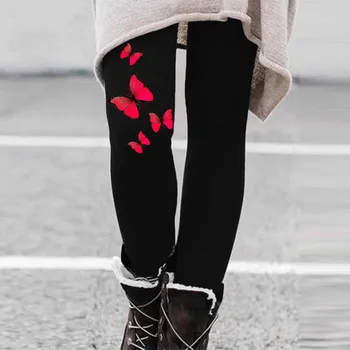 Дамски зимни ежедневни клинове ластик термична тренировка Capris тренировка панталони термични щампи панталони