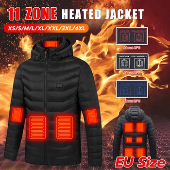 11 Зони Отопляемо яке за мъже Жени Зимно външно регулируемо отоплително палто USB захранвано термично палто за ски къмпинг Размер на ЕС