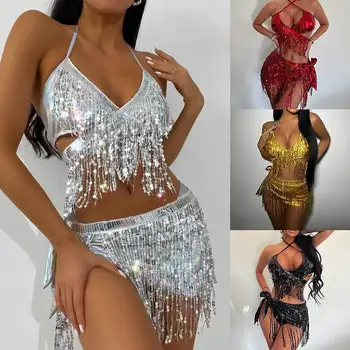 2023 Нов сплит бански костюми три части комплект дамски флаш плат секси пискюл бикини