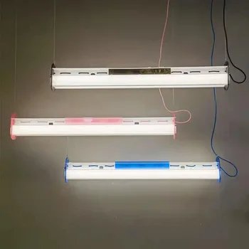 син розов черен акрил LED полилеи ресторант кухня бар магазин висулка лампа кабел регулируема 3 цветна температура затъмняване