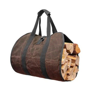 Вътрешен открит платно Log Carrier чанта трайни камина притежателя голям капацитет дърва за огрев голяма пазарска чанта извършване къмпинг пикник водоустойчив