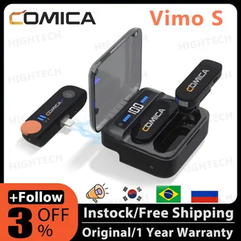 Comica Vimo S 2.4G Компактен безжичен микрофон с калъф за зареждане за iPhone Android телефон