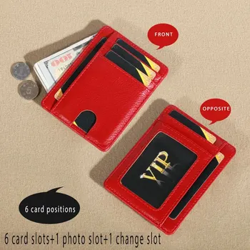 Card притежателя чанта прост плътен цвят джоб случай жени мъже кредитна лична карта организатор кожа картодържател портфейл 2023