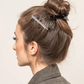 4 парчета кристал Боби, ясна коса метал лъскава коса клипове сватбено парти аксесоари за (сребро)