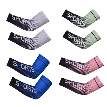 1 чифт мъже външна ръка ръкави спортни писма печат контраст цвят хладно UV за слънце за защита нехлъзгащ маншет