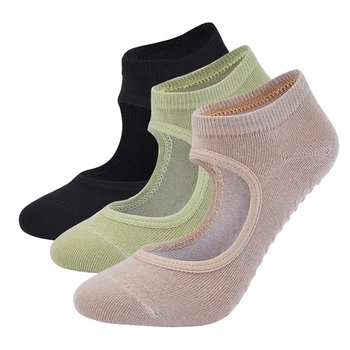 Дамски висококачествени пилатес чорапи против хлъзгане дишащи без гръб йога чорапи глезена дами балет спортни спортни чорапи за фитнес фитнес