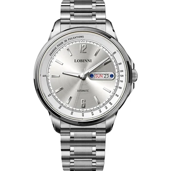 LOBINNI Luxrury Watch For Men,Мъжки автоматични часовници Механичен ръчен часовник Водоустойчив Швейцария Сапфир огледало стоманена каишка