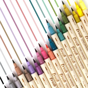 3бр/комплект Ретро цветове Двоен връх маркер писалки линия рисунка акварел писалка студент изкуство живопис училище стационарни